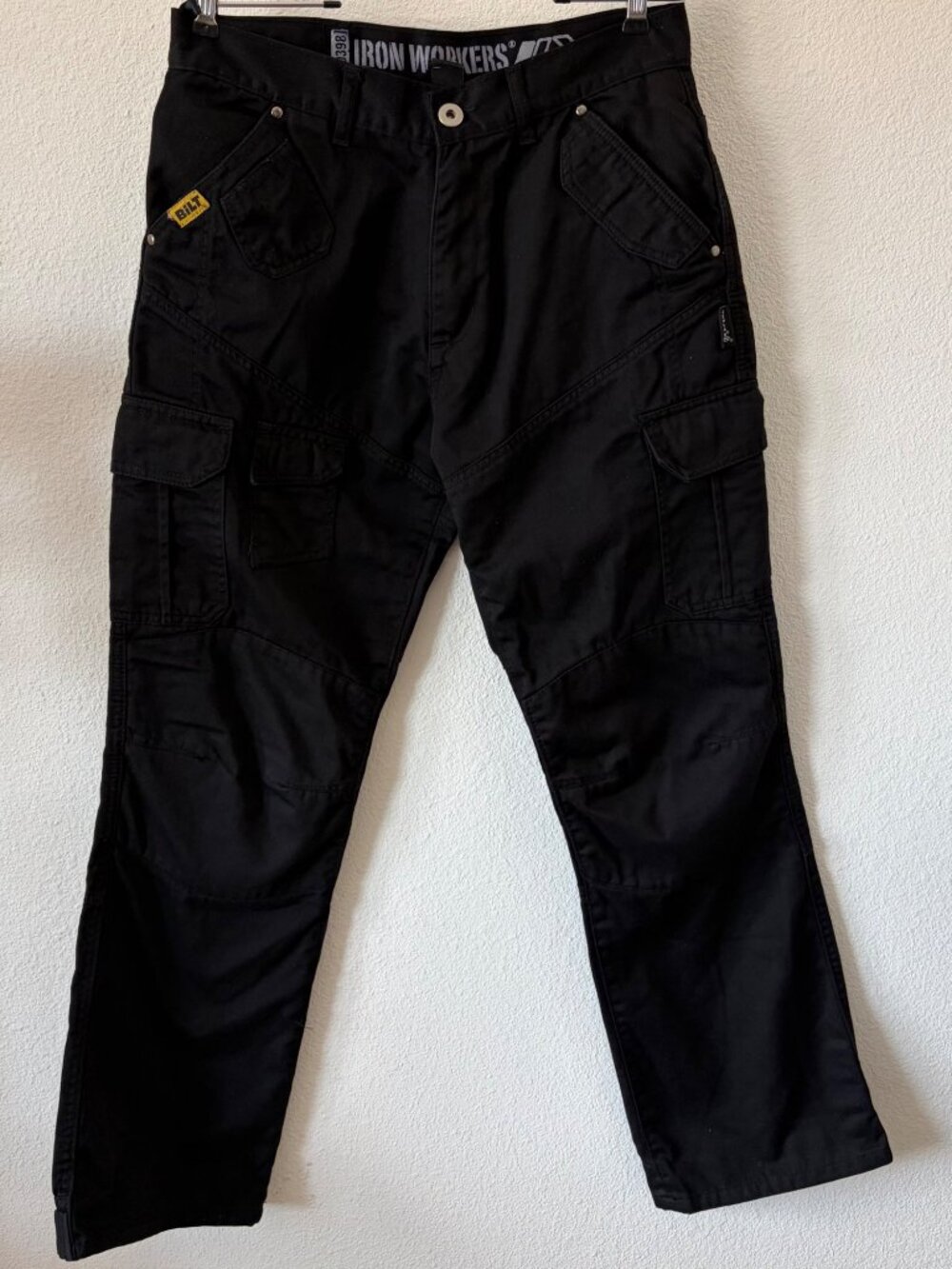 BILT Iron Workers Black Cargo Pants Mens Sz 32 Motorcycle Rider Kevlar Lined